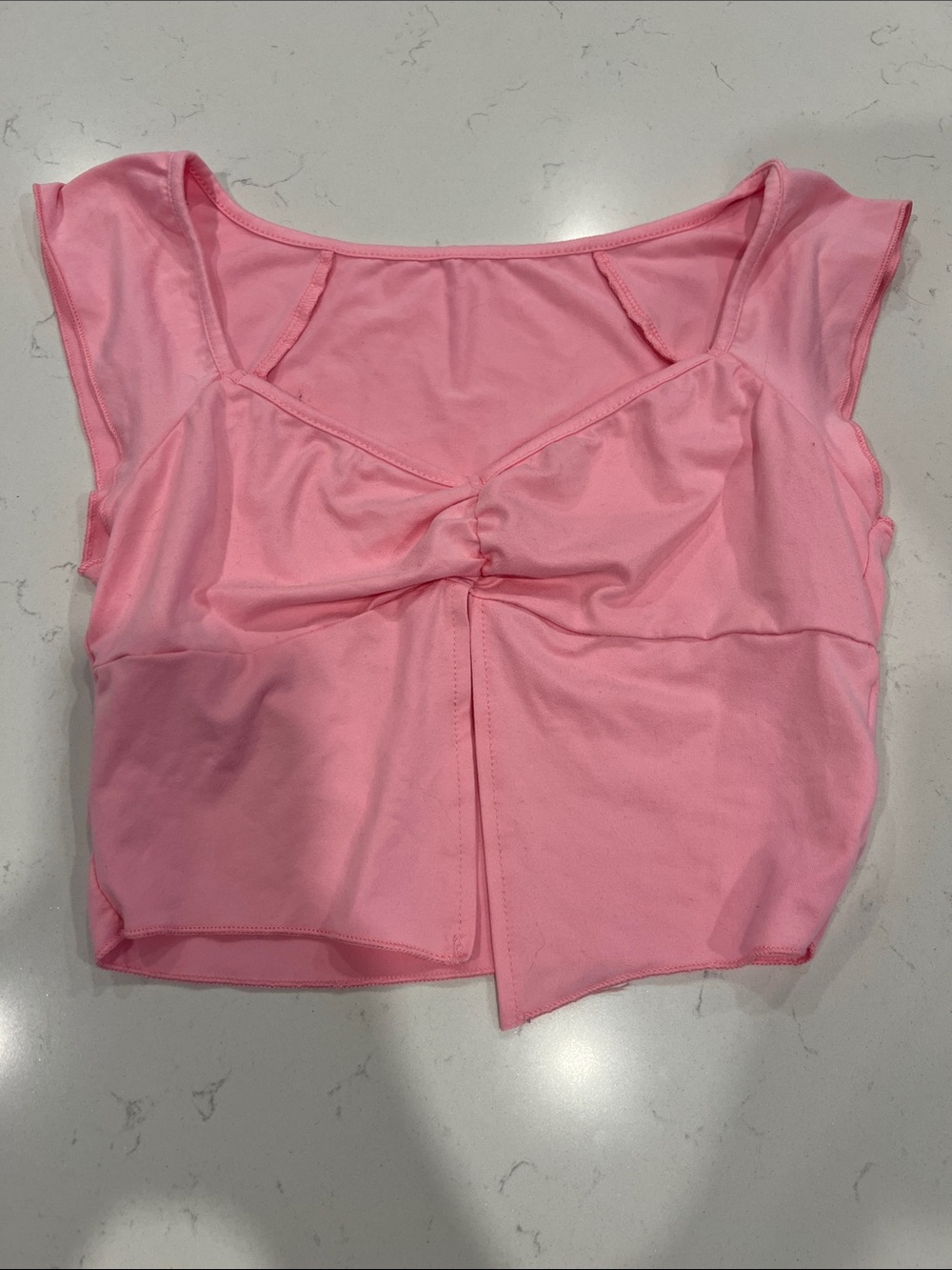 Source Unknown Light Pink Twist-Front Sleeveless Crop Top